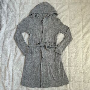 AERIE Comfy Gray Hooded Cardigan with Belt